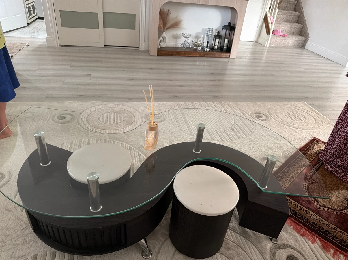 S-Shaped Coffee Table with Stool