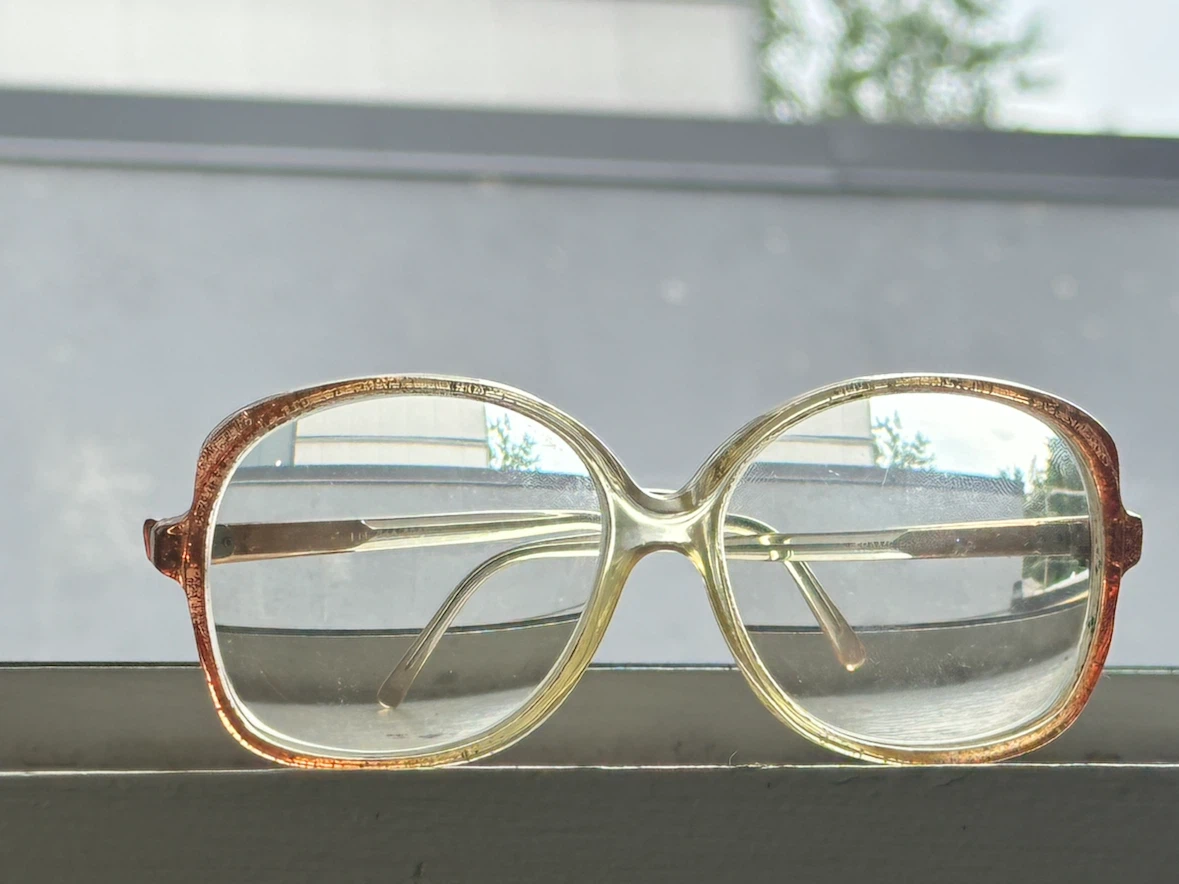 Vintage Frame France Glasses Cognac Amber Eyeglasses 1960s 1970s