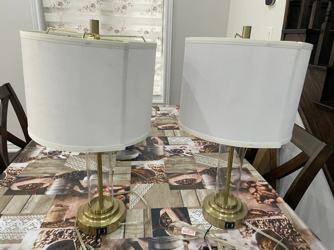 Table Lamps (Set of 2) - Brass & Clear Glass