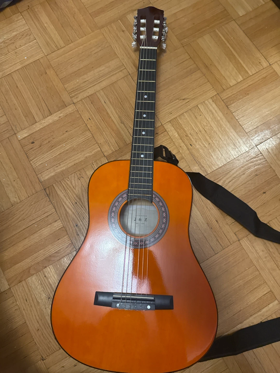 Orange Acoustic Guitar with Accessories