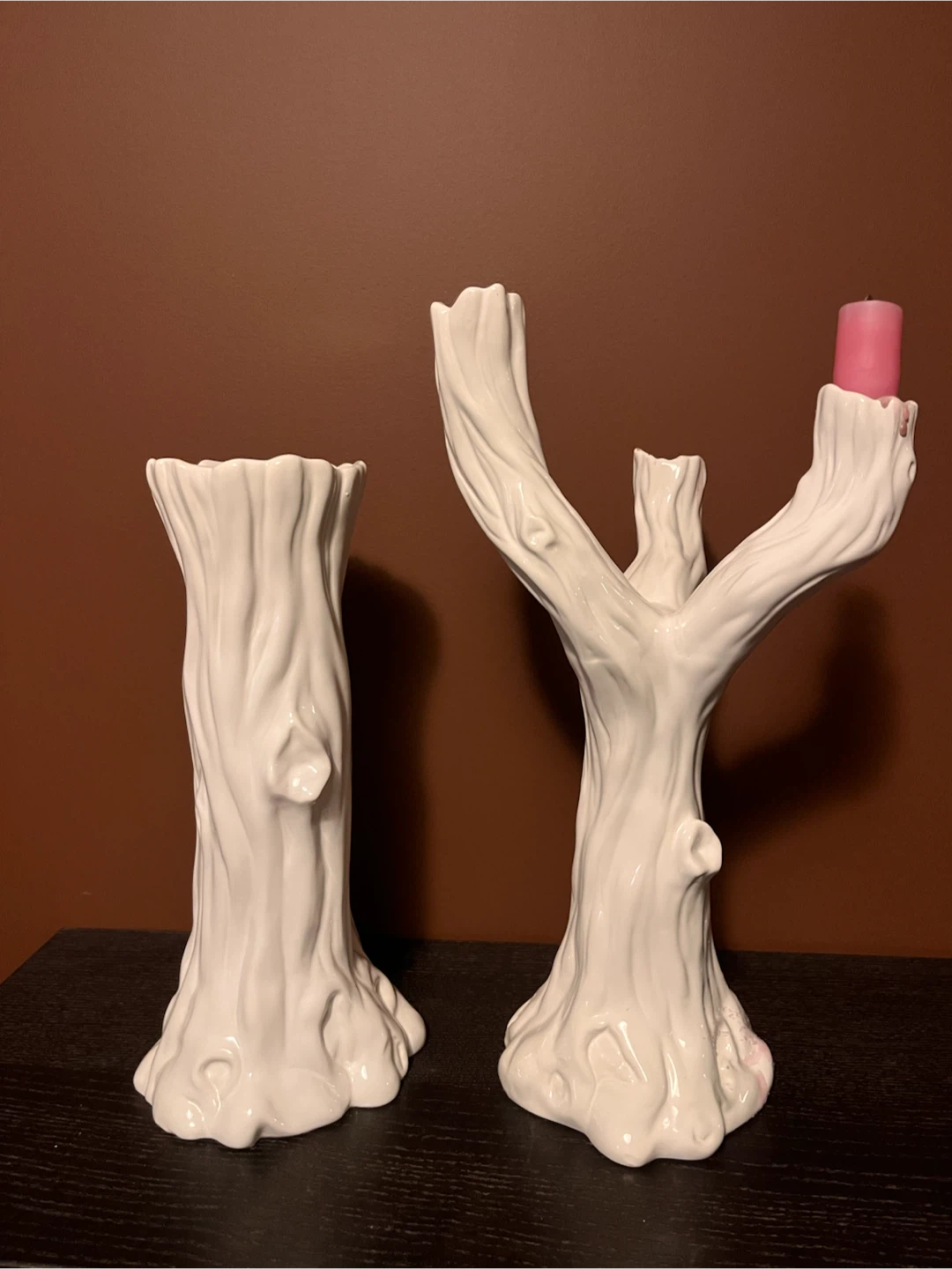 White Tree Candlestick Holders Set