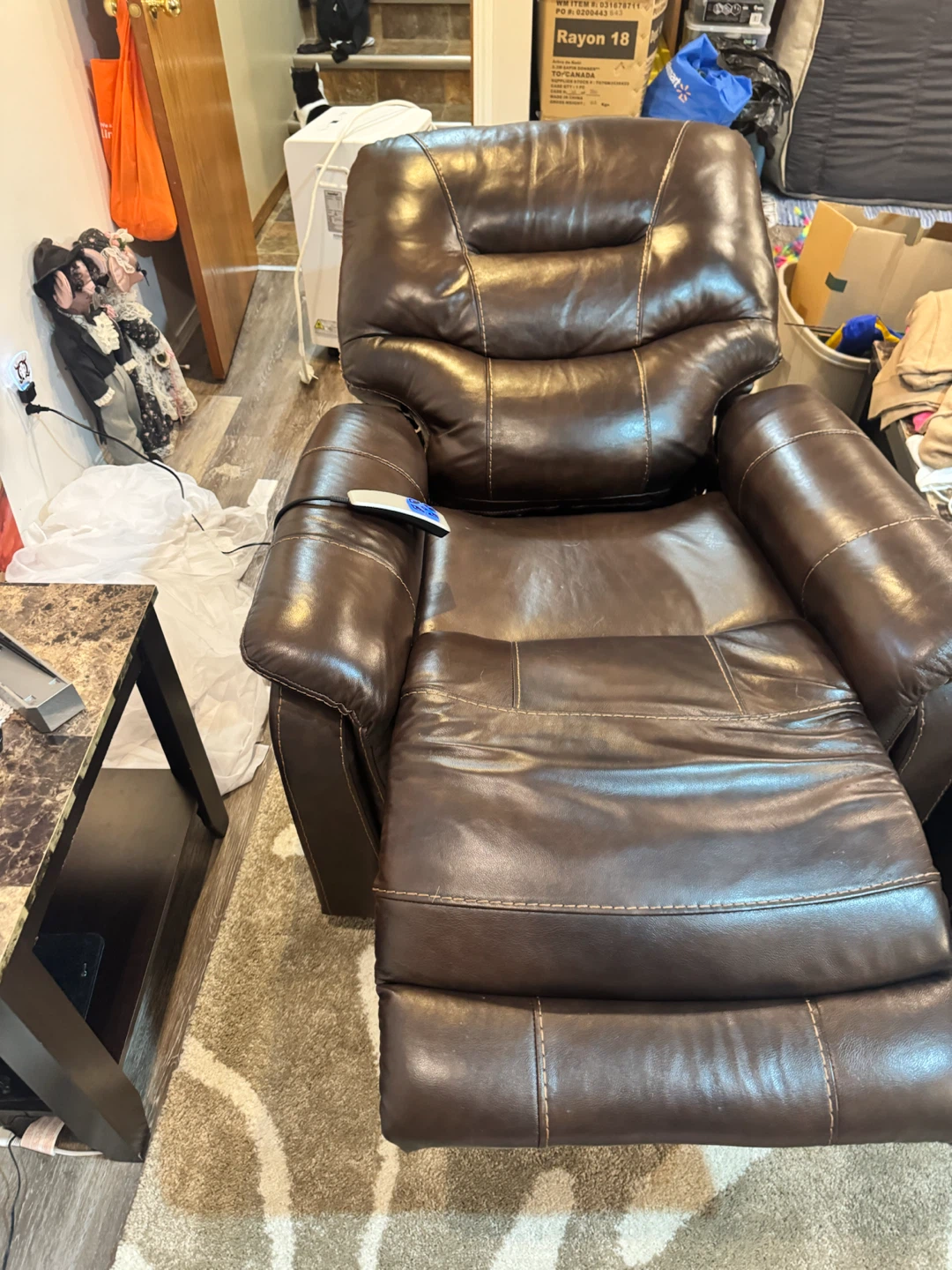 Brown Leather Lifting Recliner - photo 2