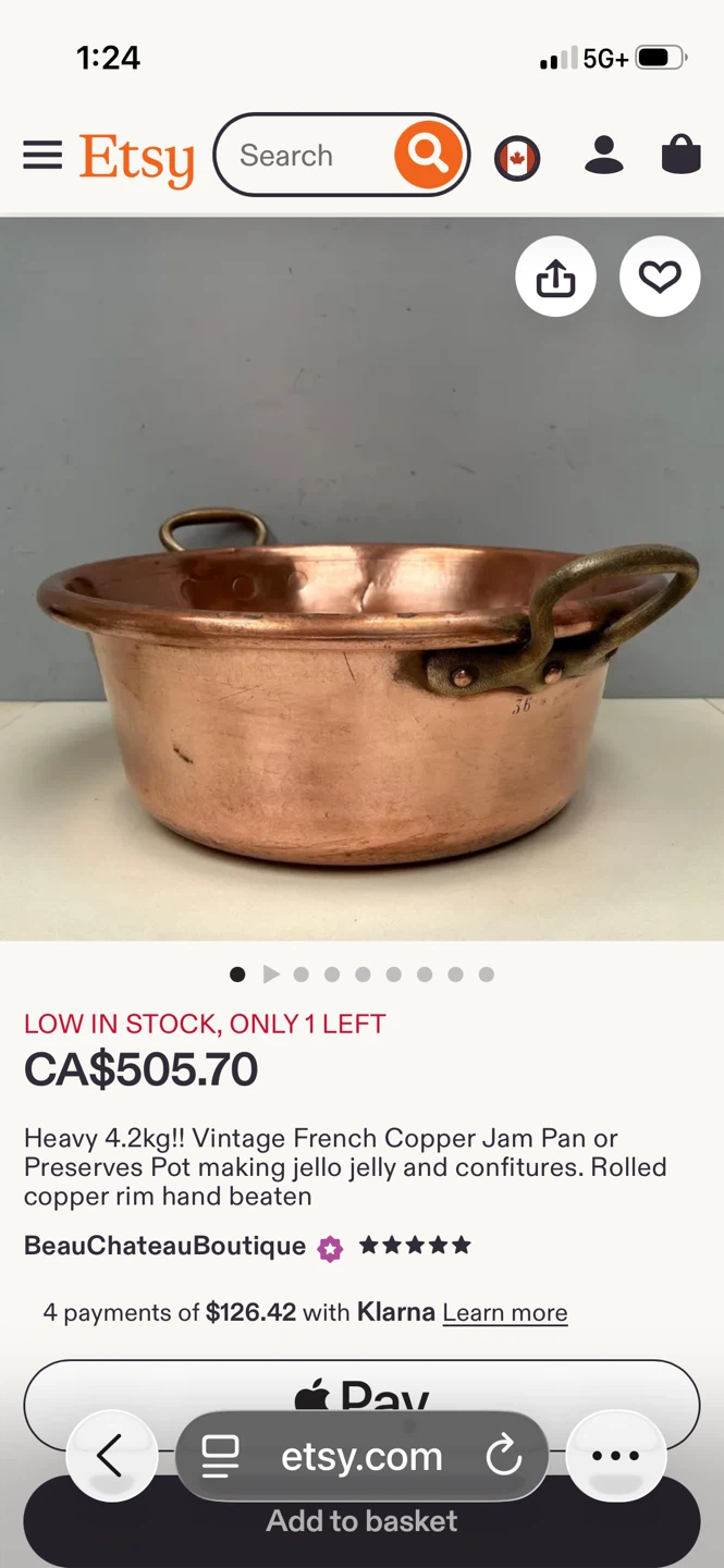 Antique French Copper Jam Pot, Iron Handles - photo 2