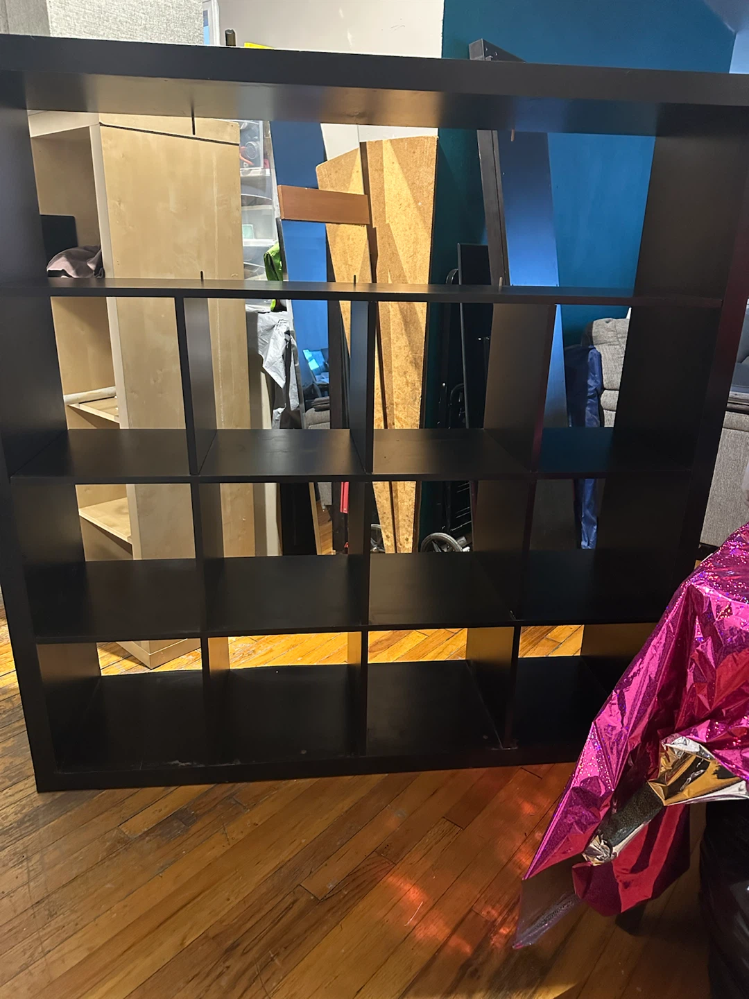 Ikea Kallax Brown/Blk Cube Storage Shelf Unit