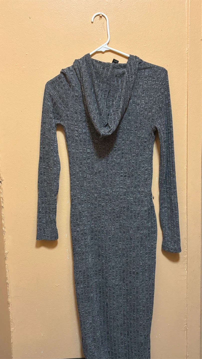 SHEINSY gray ribbed hooded midi dress - photo 3