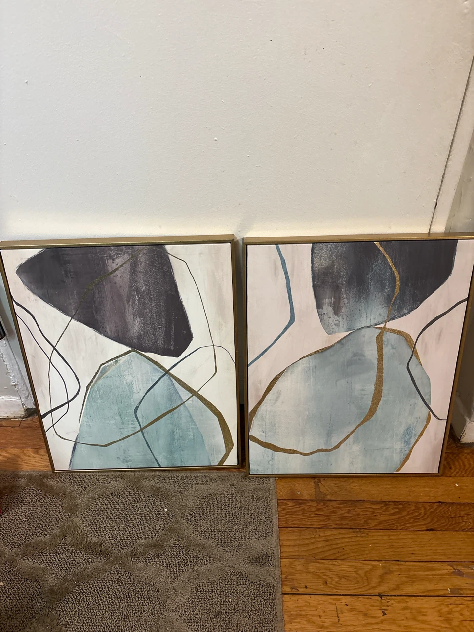 2 pack geometric framed canvas pictures