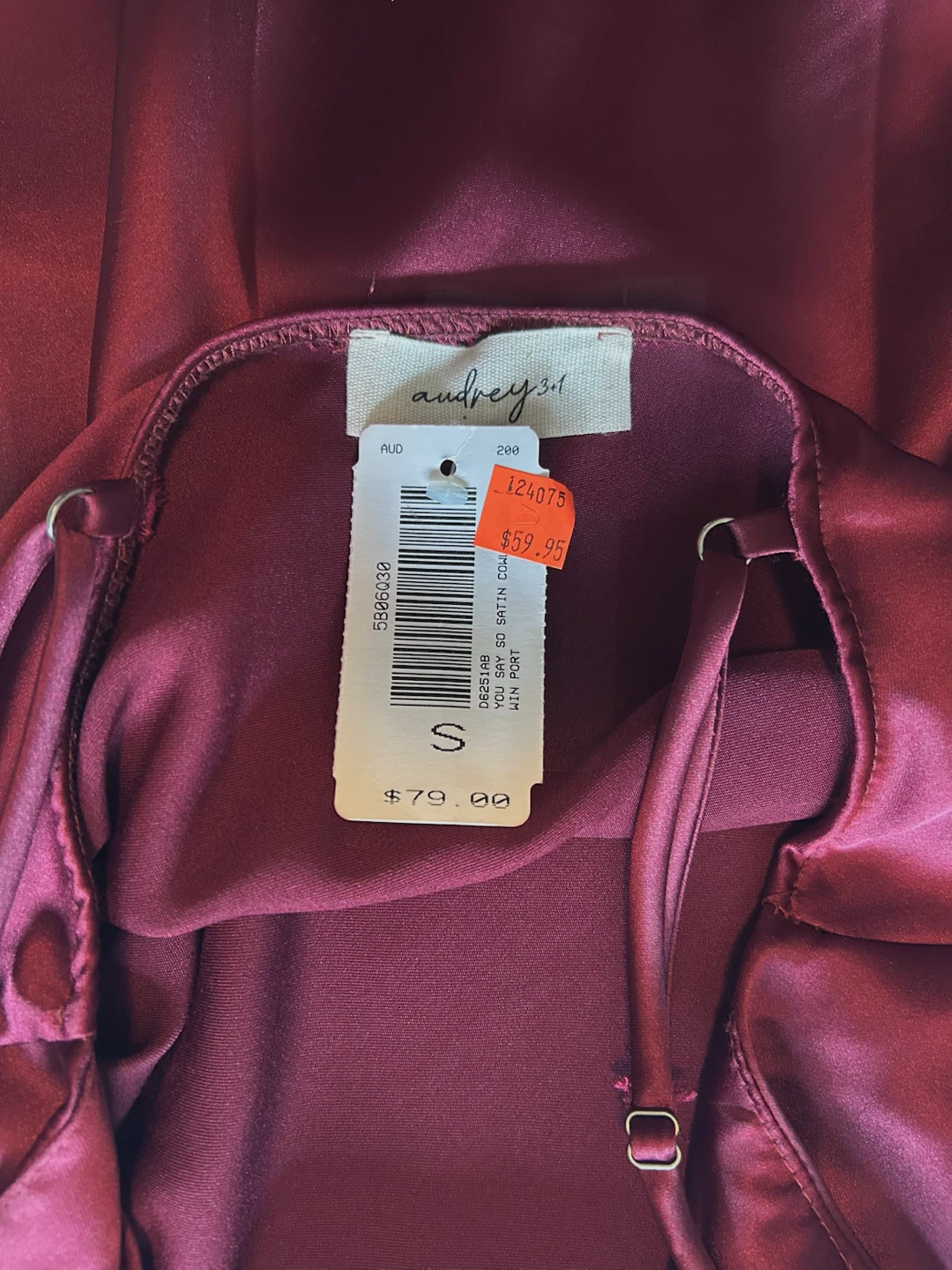Burgundy satin cami dress with cowl neckline - photo 3