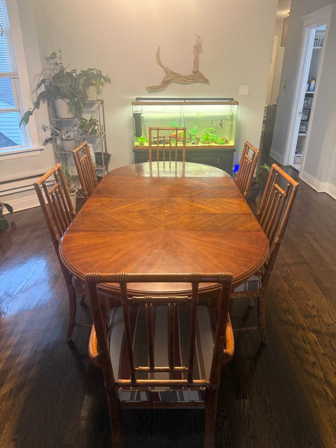 Vintage Wood Dining Table with 6 Chairs