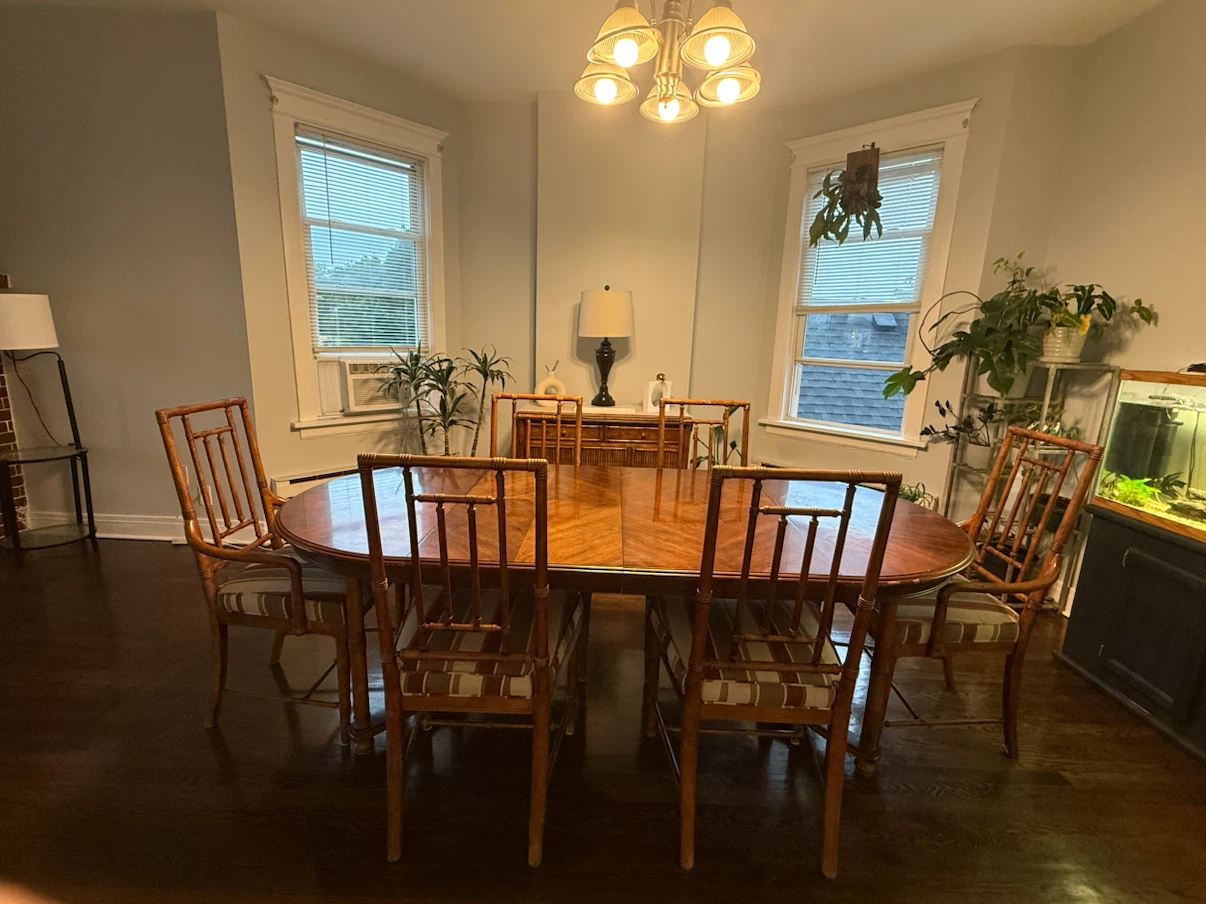 Vintage Wood Dining Table with 6 Chairs - photo 2