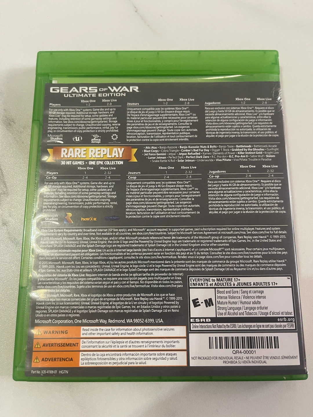 Xbox One Gears of War Ultimate Edition & Rare Replay Game Bundle - photo 2