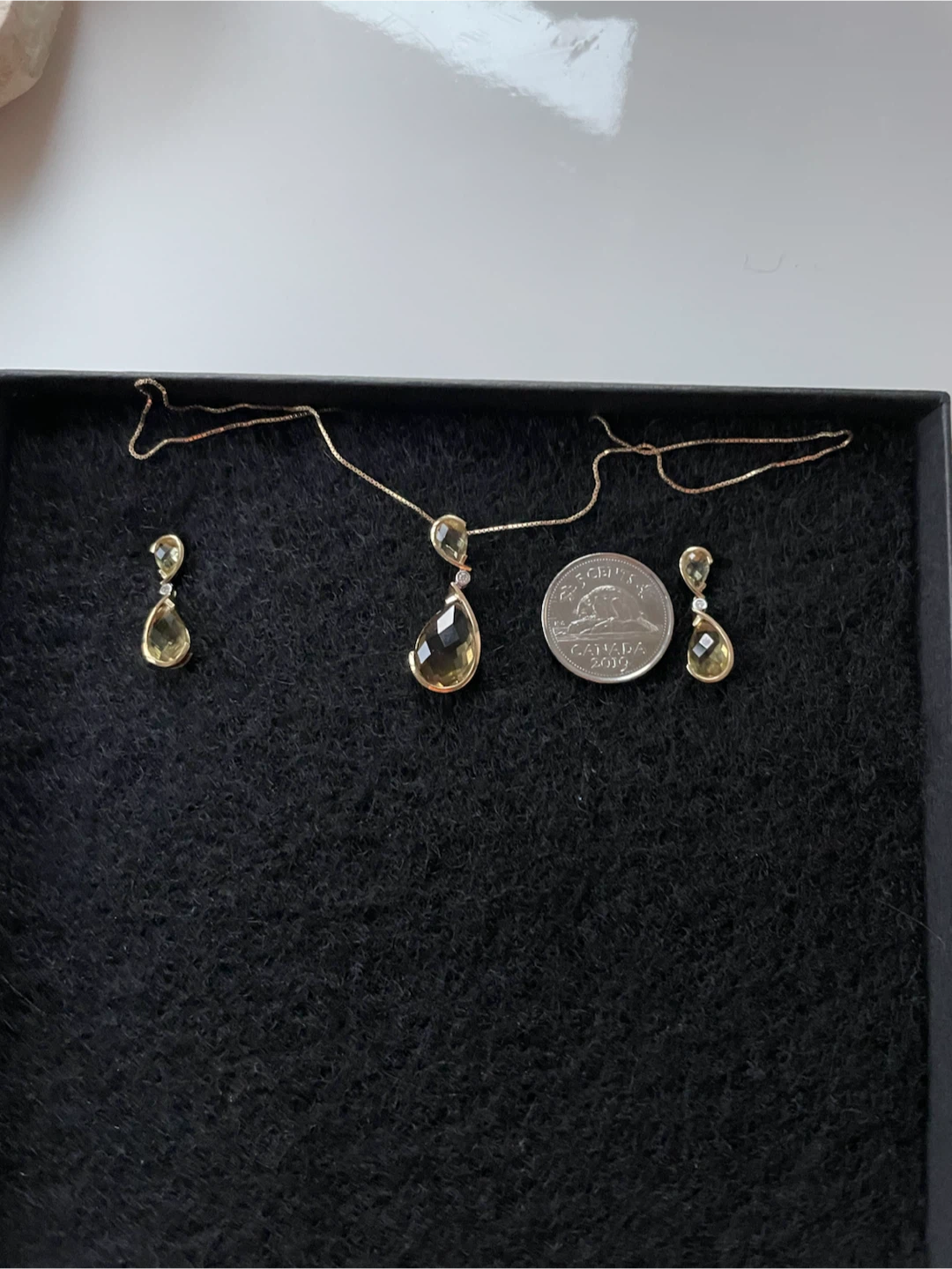 10K Yellow Gold Citrine Necklace and Earring Set - photo 5