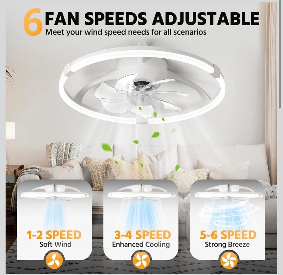 White LED Ceiling Fan with Remote