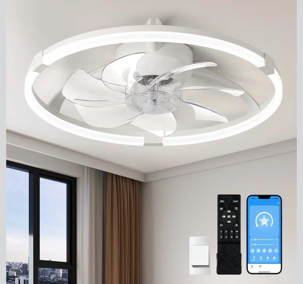 White LED Ceiling Fan with Remote - photo 3
