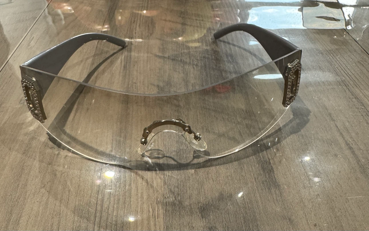 Clear Shield Sunglasses with Silver Accents
