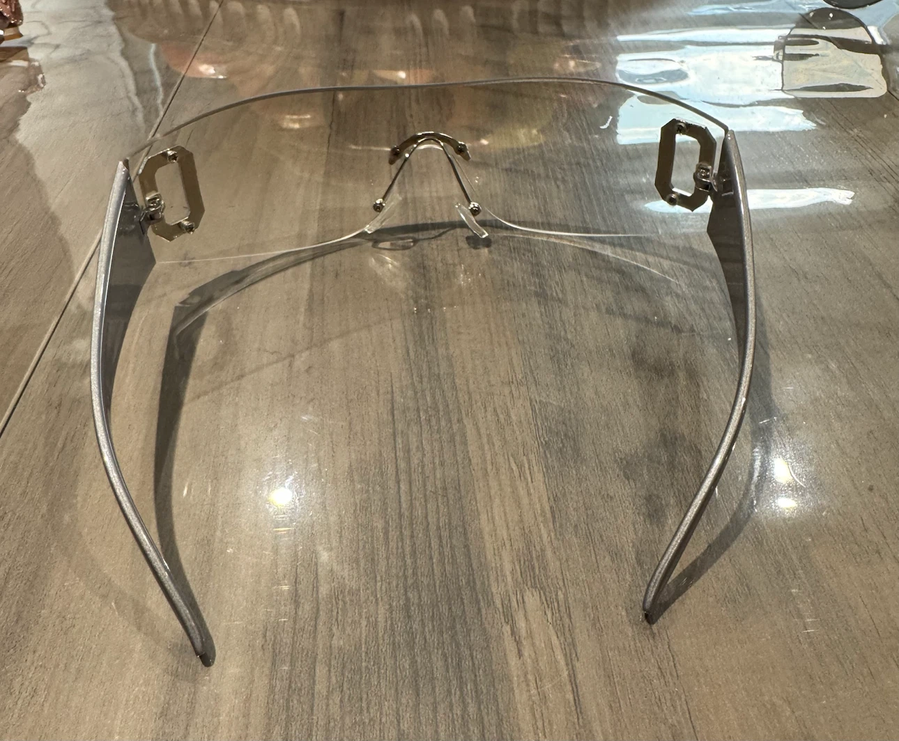 Clear Shield Sunglasses with Silver Accents - photo 3