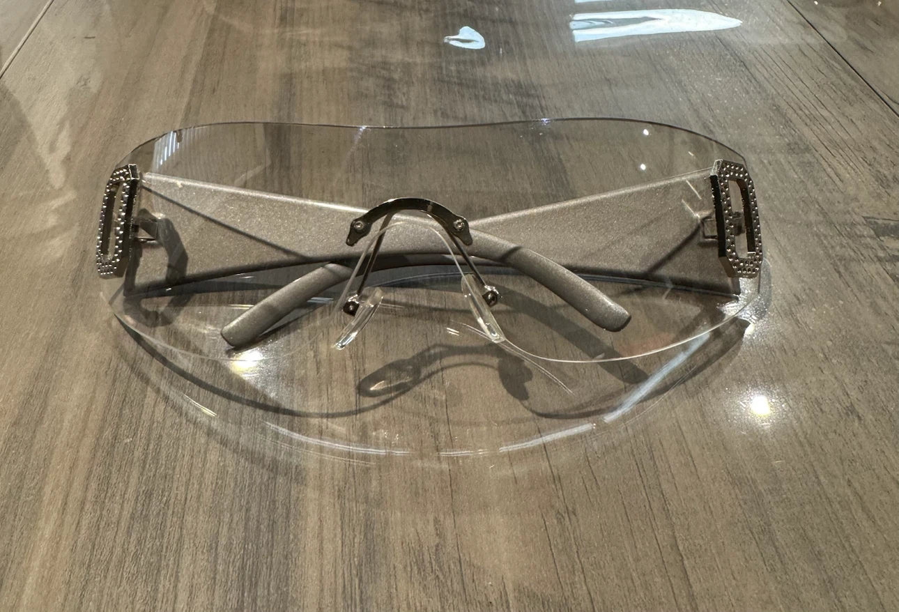 Clear Shield Sunglasses with Silver Accents - photo 4