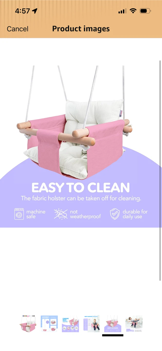 New-Cateam Canvas Baby Swing - Pink