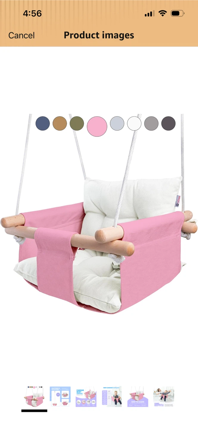 New-Cateam Canvas Baby Swing - Pink - photo 4