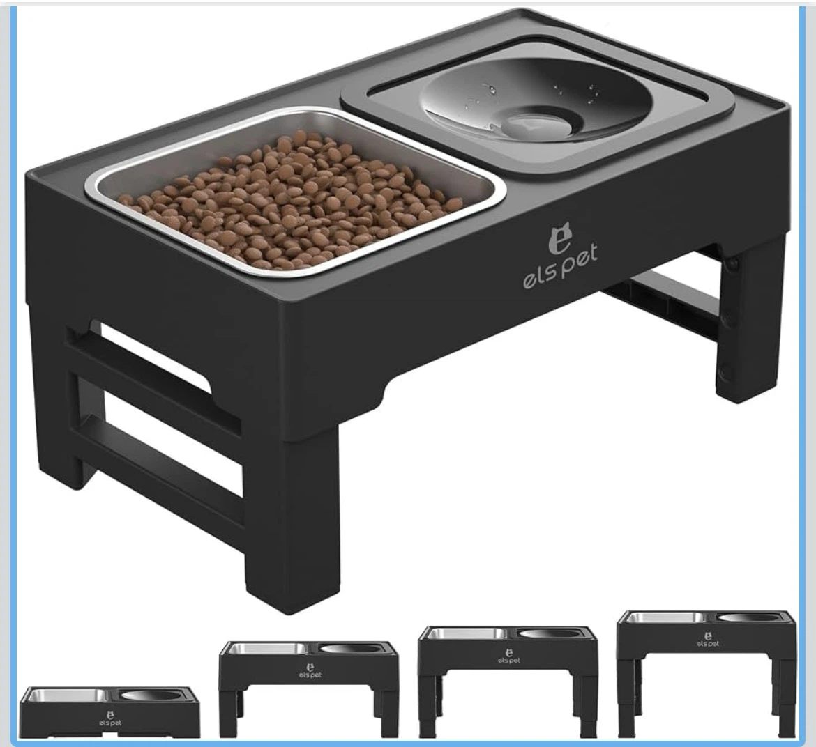 ELS PET Adjustable Raised Dog Bowls Stainless Steel - photo 3