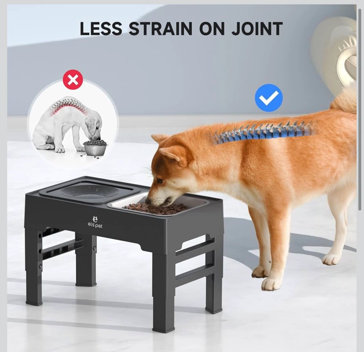 ELS PET Adjustable Raised Dog Bowls Stainless Steel - photo 5