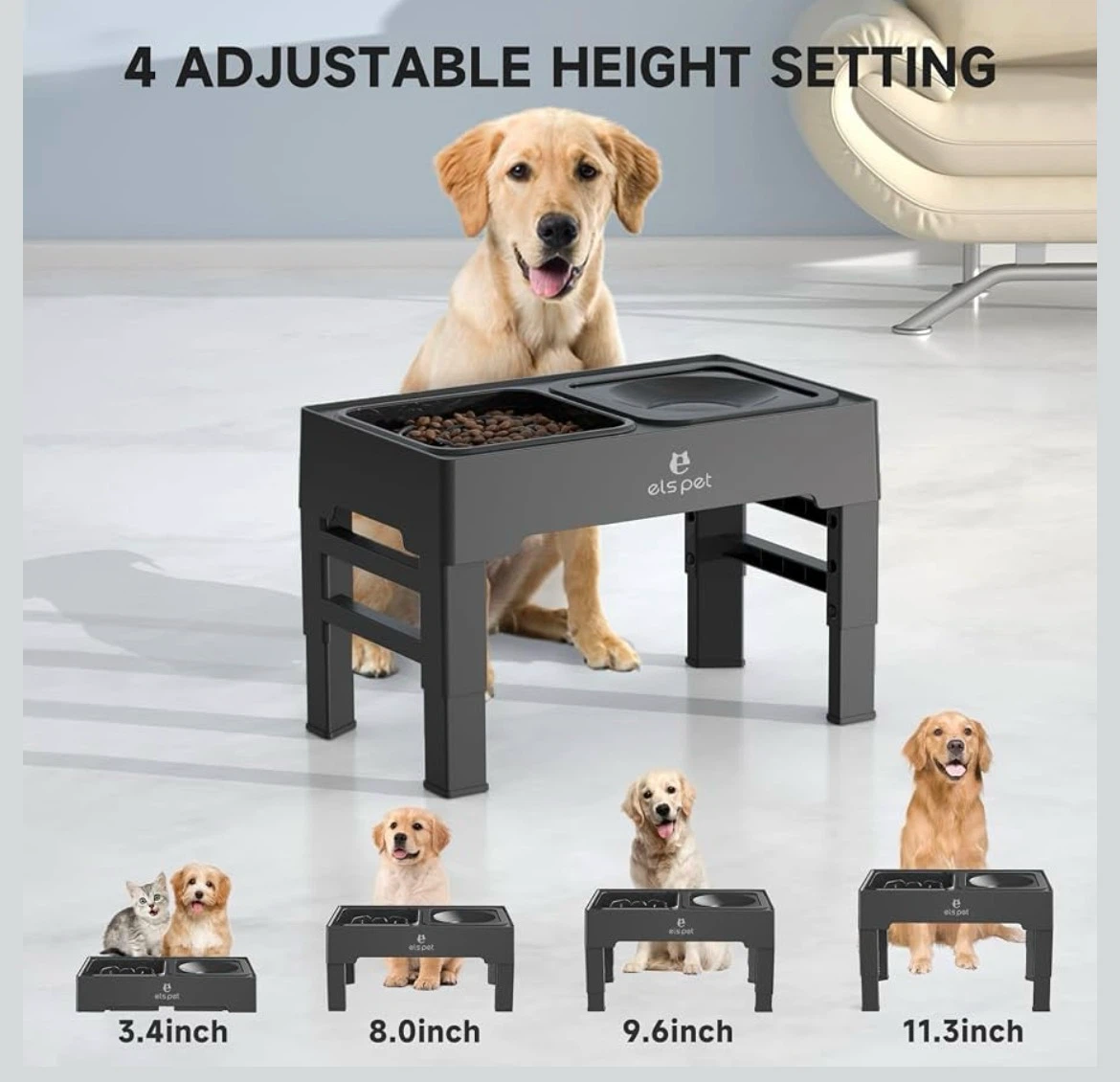 Elevated Dog Bowls Stand with Slow Feeder Dog Bowl - photo 4