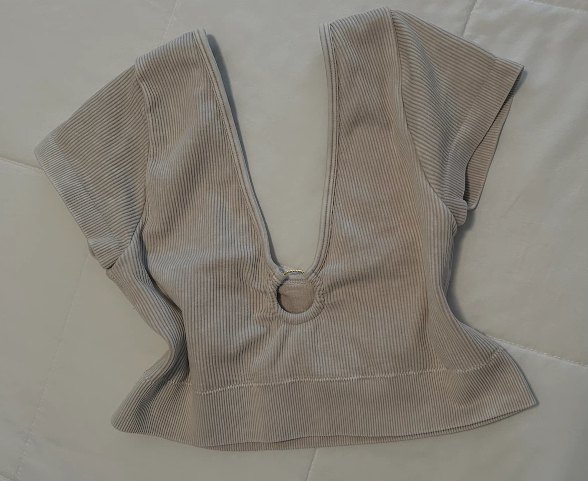 Aerie ribbed crop top with gold detail