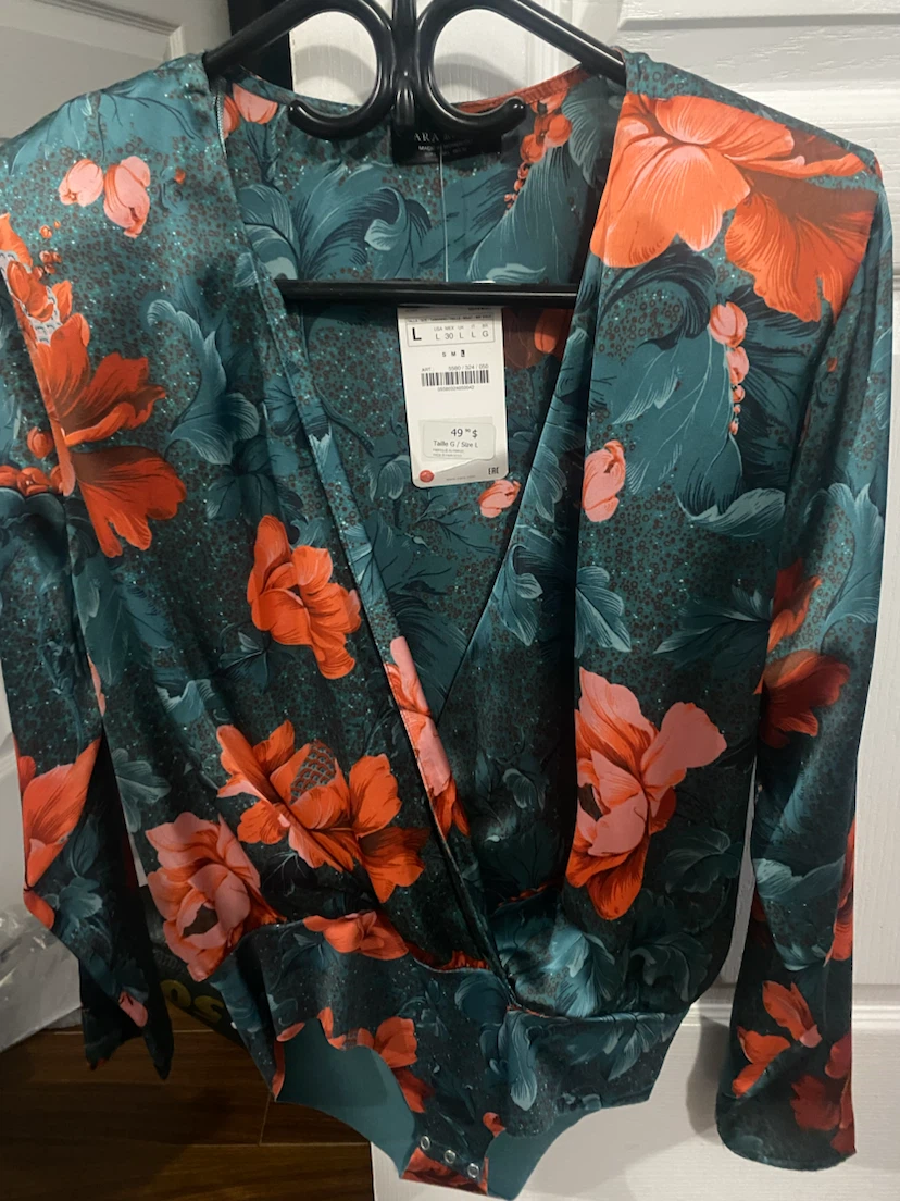 ZARA Floral Print Long Sleeve Bodysuit - photo 3