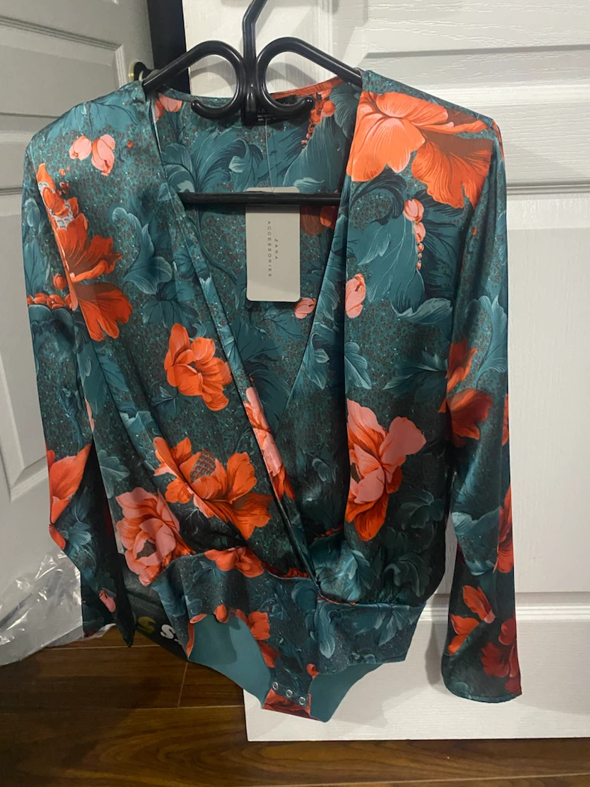 ZARA Floral Print Long Sleeve Bodysuit - photo 4