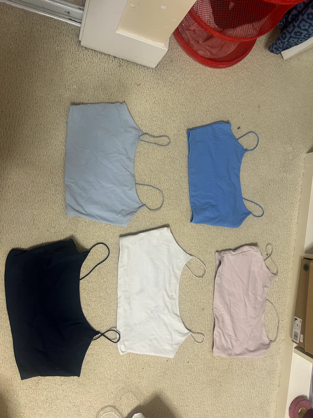 Set of 5 Tank Tops (Black, White, Light Blue, Blue, Pink)