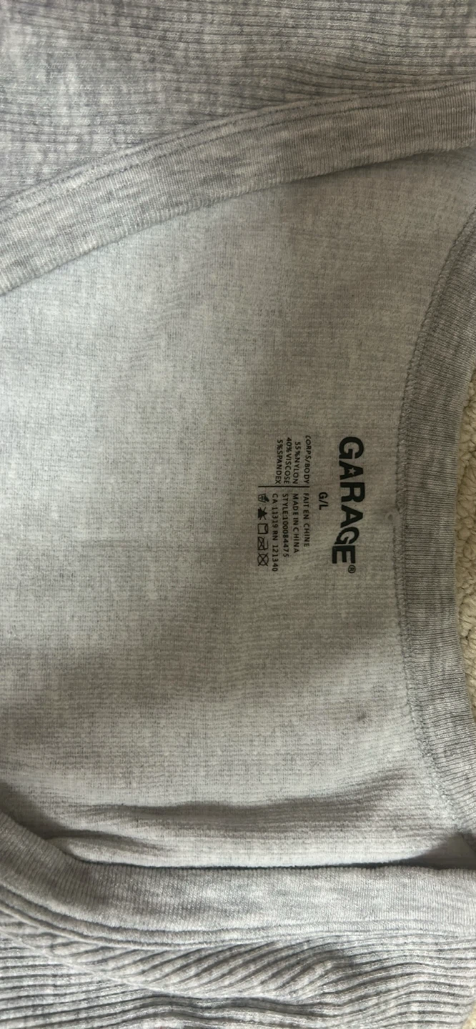 Garage Grey Ribbed V-Neck T-Shirt - photo 2