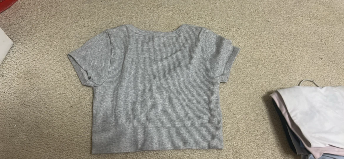 Garage Grey Ribbed V-Neck T-Shirt - photo 3