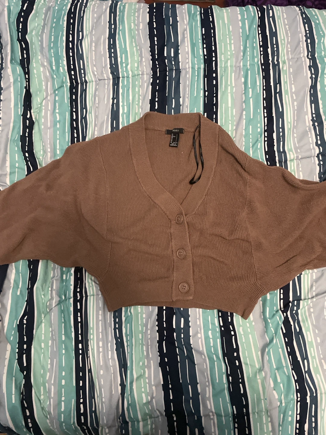 Brown Cropped Cardigan Sweater - photo 2