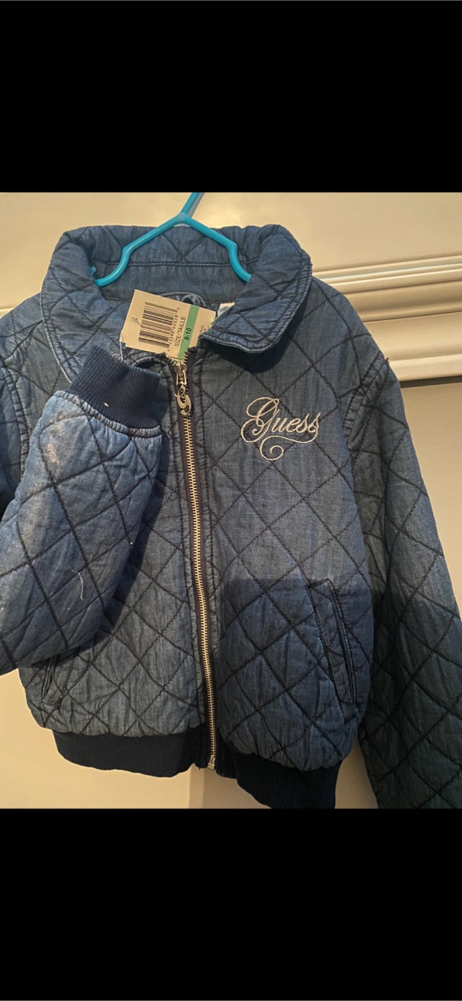 Guess Quilted Denim Bomber Jacket Girls Size 8-10 - photo 2