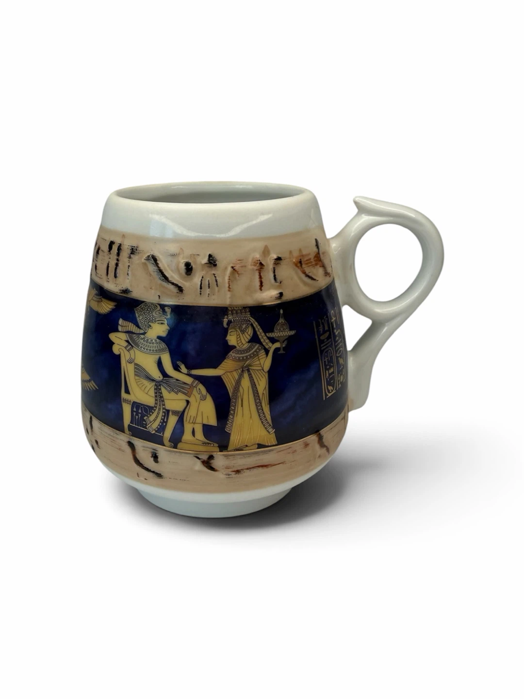 Fathi Mahmoud Coffee Mug Egyptian Design Blue and Gold