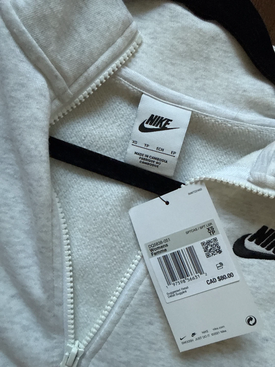 Nike Women's Tech Fleece 1/2 Zip Sweater XS Light Grey - photo 2