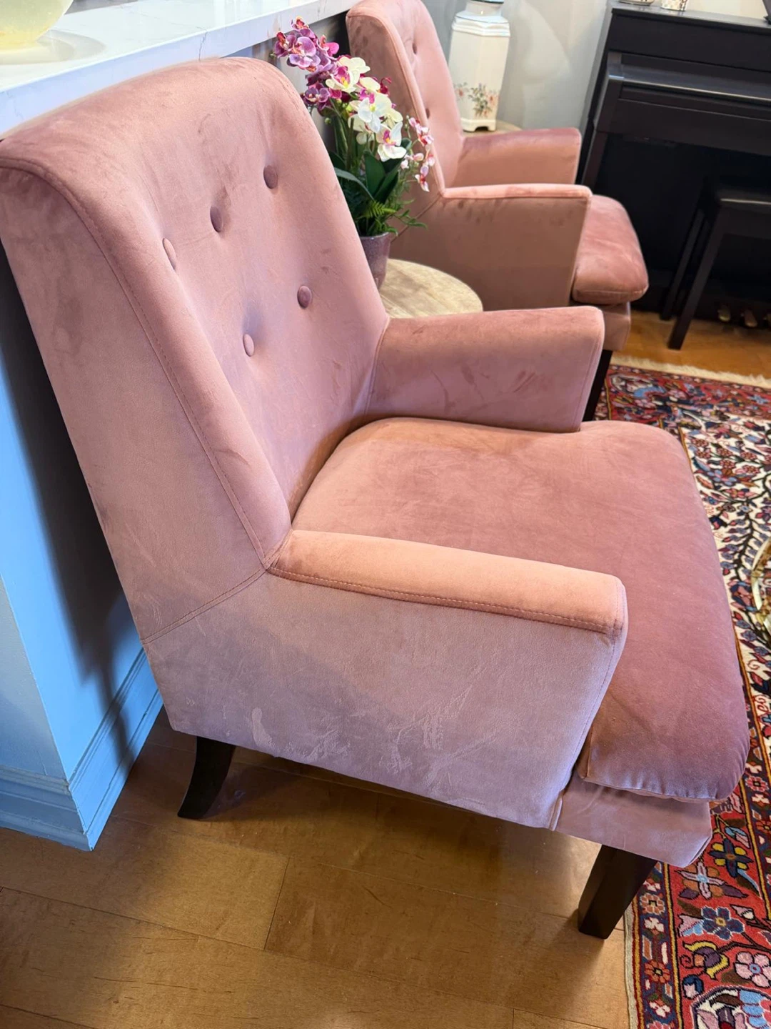 Pink Velvet Accent Chair