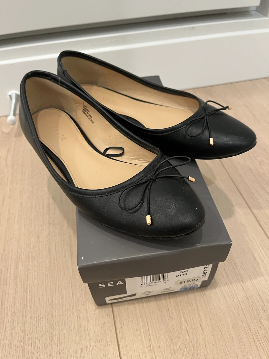 Sears Black Ballet Flats with Bow