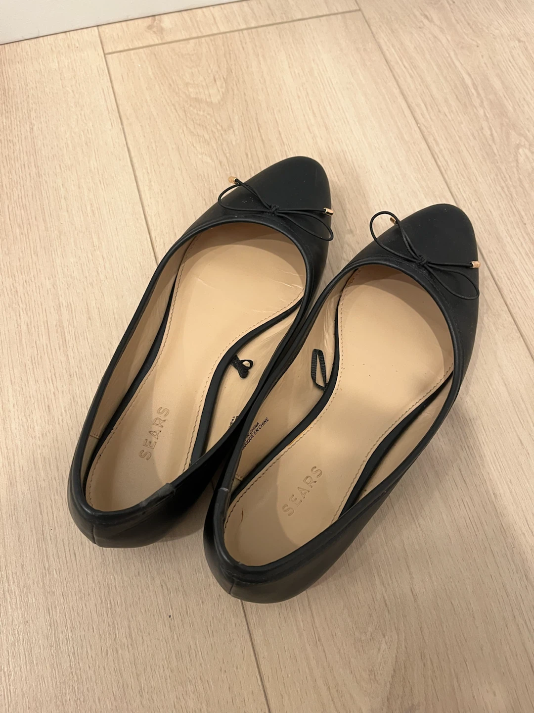 Sears Black Ballet Flats with Bow - photo 2