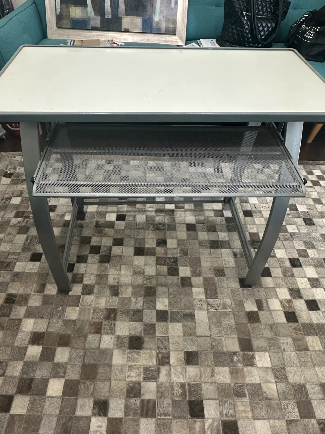 Metal Frame Desk with Sliding Keyboard Tray