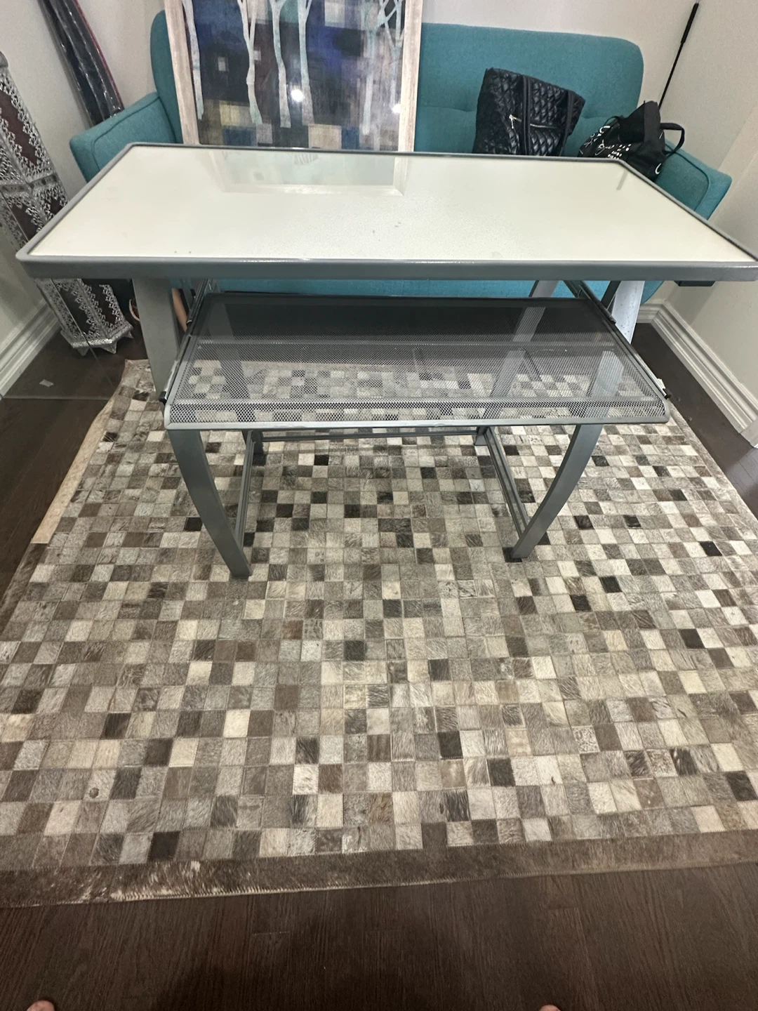Metal Frame Desk with Sliding Keyboard Tray - photo 2
