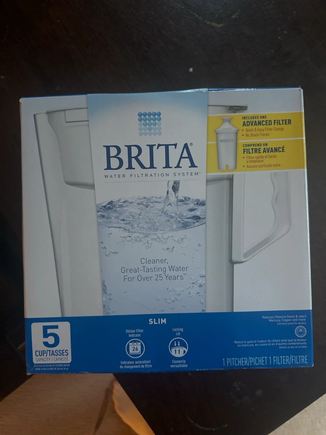 Brita Slim Water Filter Pitcher with 1 Advanced Filter