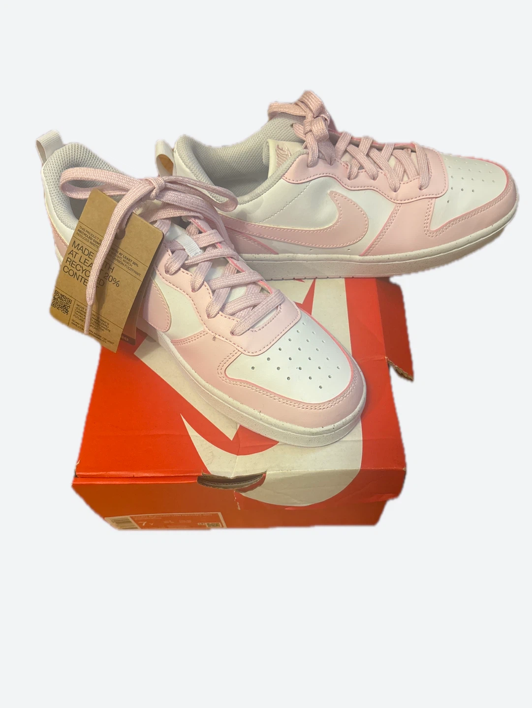 Nike Pink and White Nike Court Sneakers