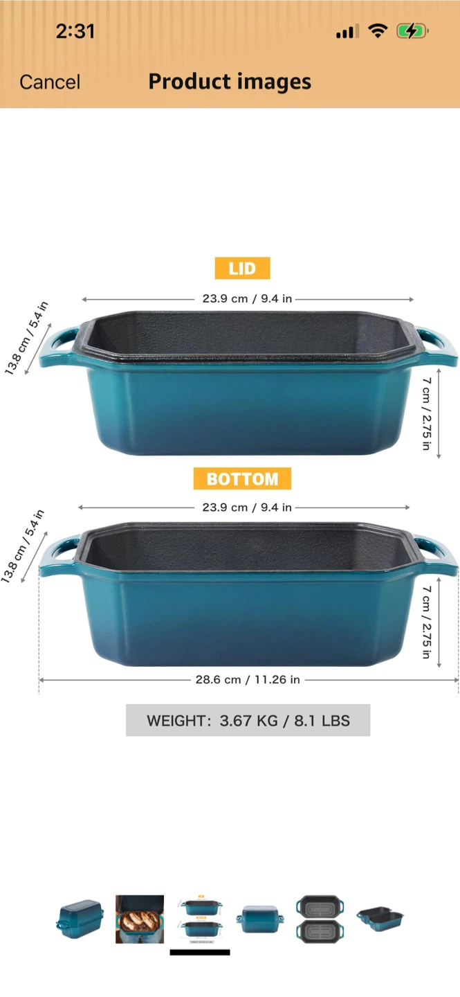 Brand New -Cast Iron Loaf Pan - photo 3