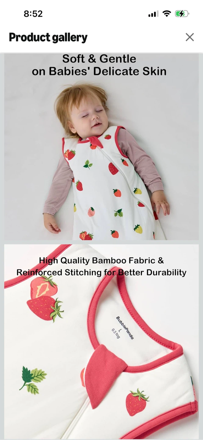 Brand New-Bubble Panda Strawberry Sleep Sack - Size L