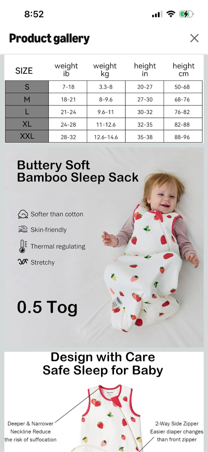 Brand New-Bubble Panda Strawberry Sleep Sack - Size L - photo 2