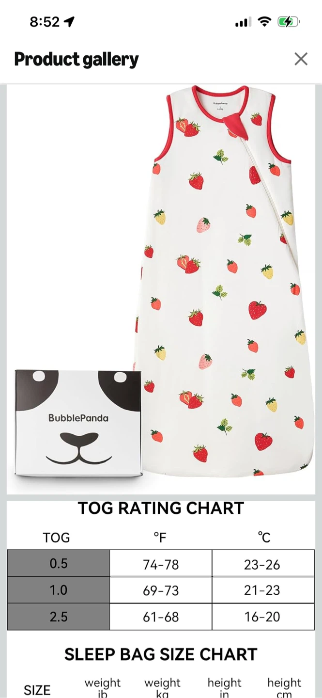 Brand New-Bubble Panda Strawberry Sleep Sack - Size L - photo 3