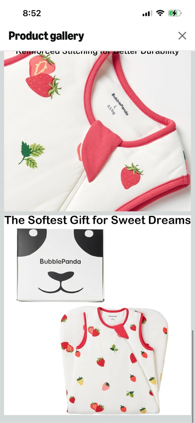 Brand New-Bubble Panda Strawberry Sleep Sack - Size L - photo 4