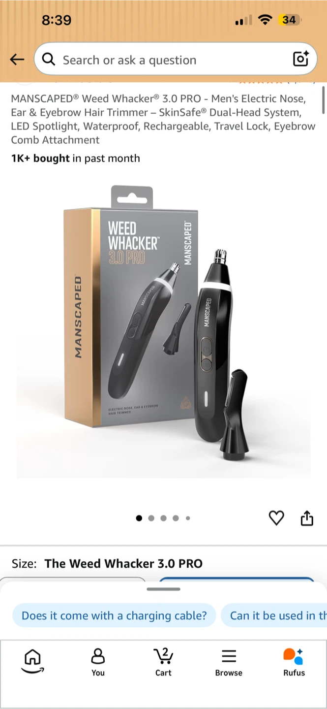 BNIB MANSCAPED  3.0 PRO Nose, Ear & Eyebrow Hair Trimmer