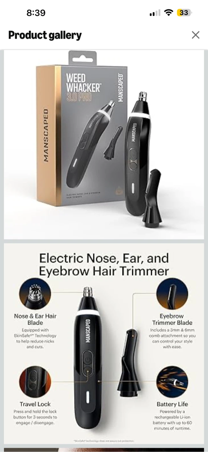 BNIB MANSCAPED  3.0 PRO Nose, Ear & Eyebrow Hair Trimmer - photo 3