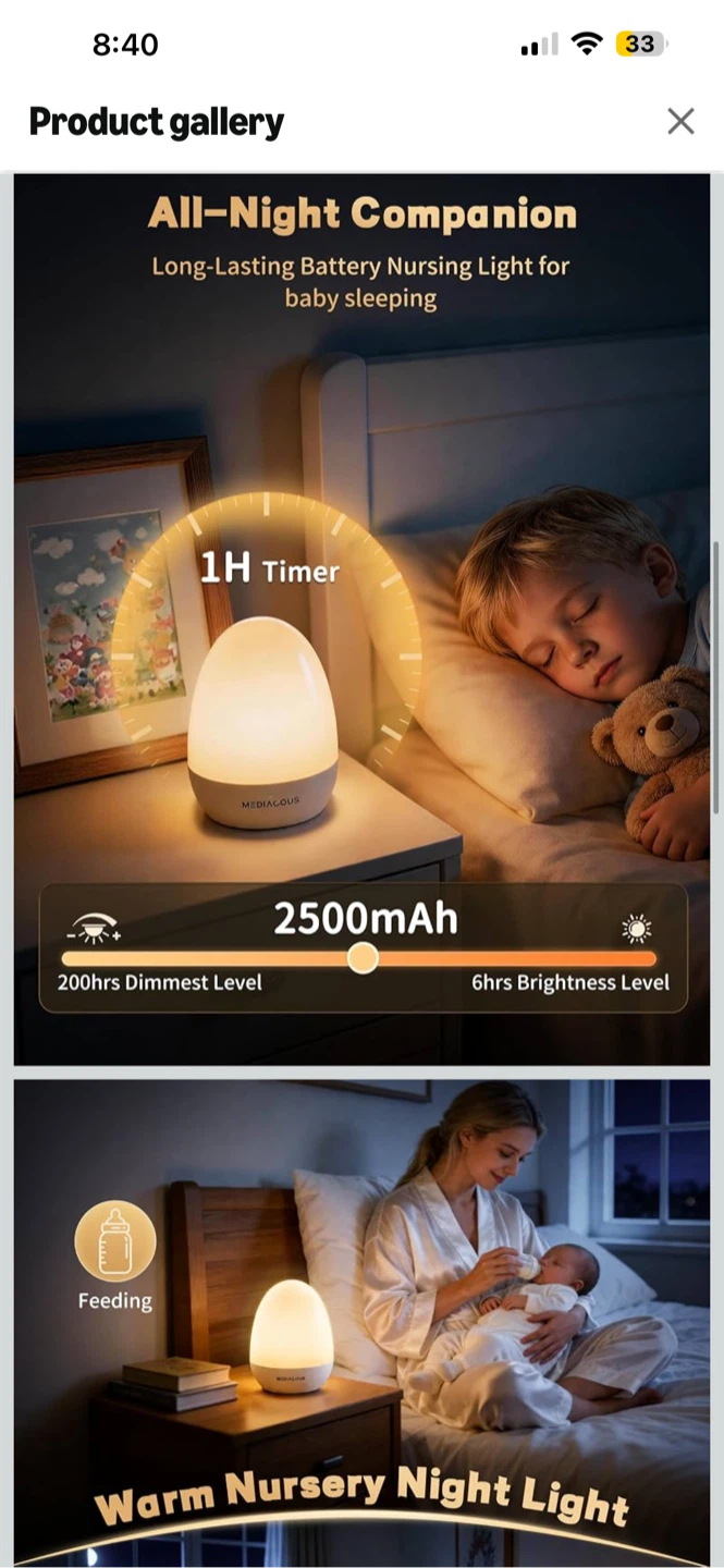 BNIB MediAcous Baby Egg Night Light - White - photo 3